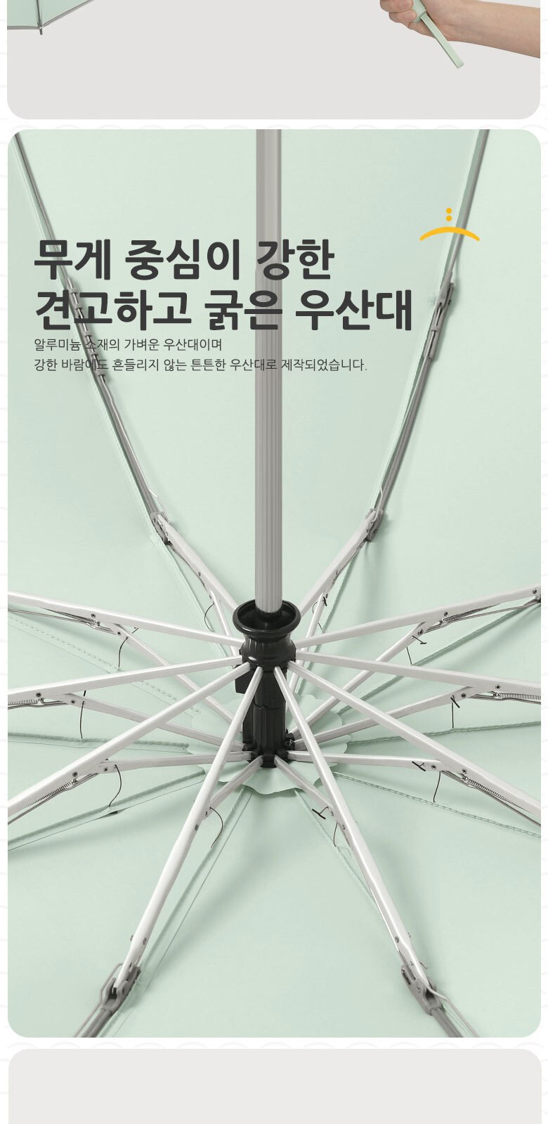 U019 스마일링 3단 거꾸로 자동우산 접이식 양산 인쇄 소량 주문제작 우산 답례품 상세 이미지