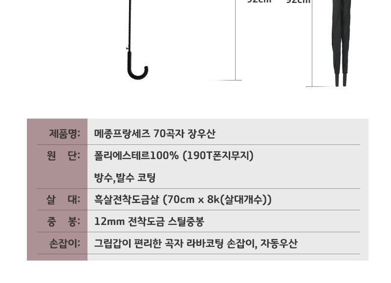 70블랙곡자장우산 상세 이미지