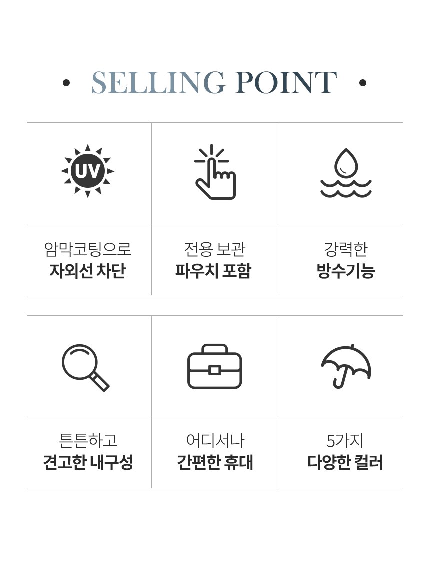 듀홈 초경량 머쉬룸 파우치 암막 5단 우양산 이로나 상세 이미지