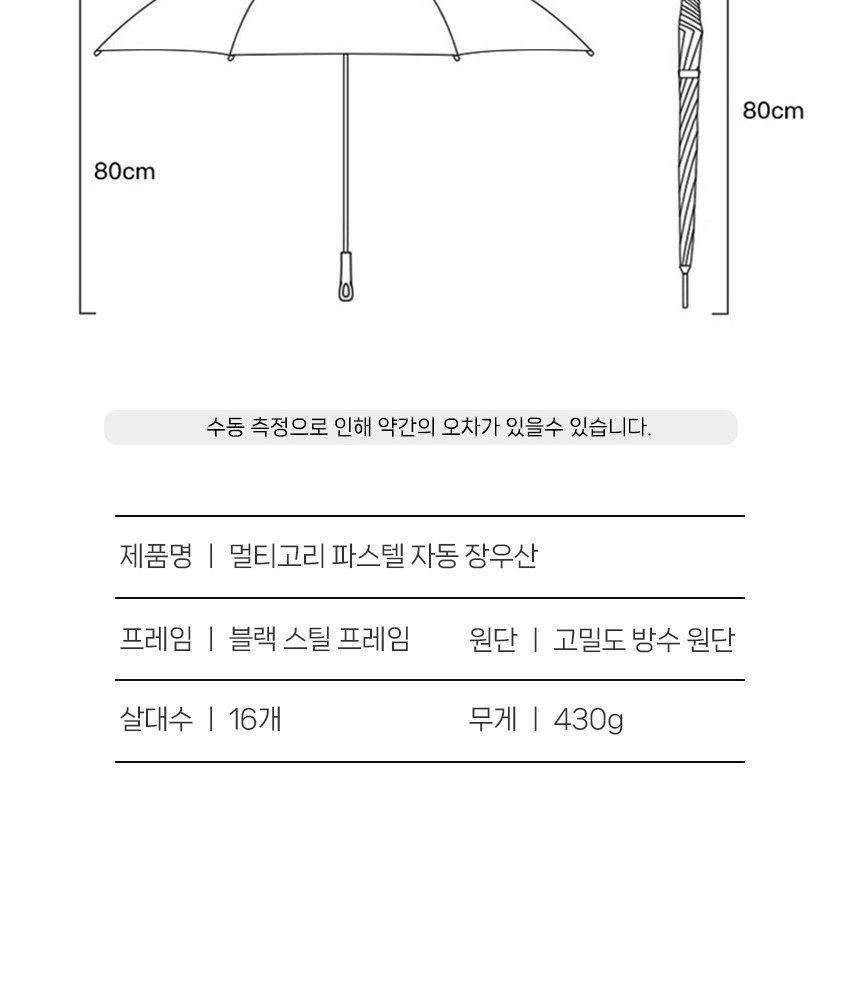 듀홈 멀티고리 파스텔 자동 장우산 이로나 상세 이미지