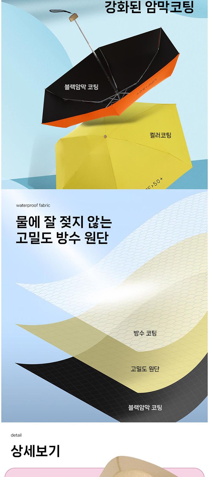 비단비 5단 6K UPF50 양우산 북유럽풍 주방 핸드 타월 2종 세트 상세 이미지