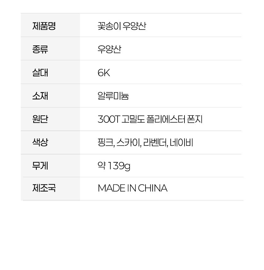 듀홈 초경량 암막 3단 우양산 자매 모녀 미니 양우산 선물세트 꽃송이+꽃송이 이로나 상세 이미지
