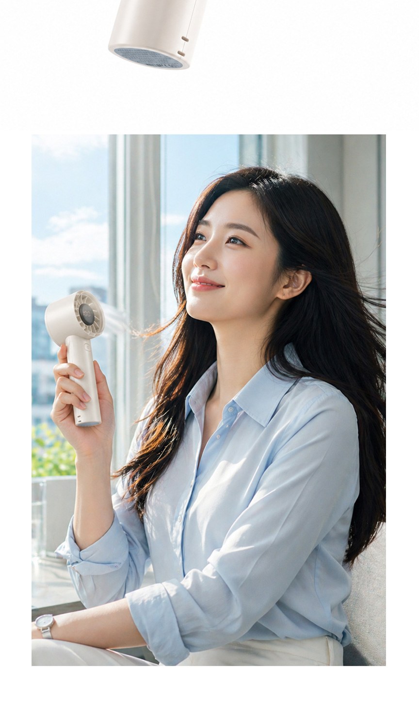 듀홈 파스텔 라이트 초경량 우양산 미니 암막 3단 양우산 선물세트+쿨샷 휴대용 핸디 선풍기 이로나 상세 이미지